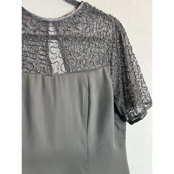 Laurence Kazar Womens vintage short sleeve beaded Formal‎ dress, Size Medium - Image 3