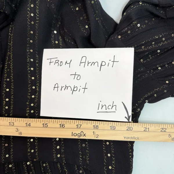 Anthropologie Size-M Womens Quinn Tunic Top Black with Gold‎ Metallic Sequins - Image 5