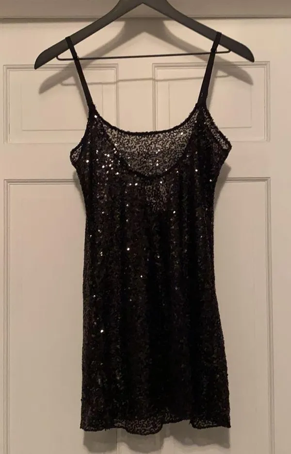 Free People Intimately black sequin slip dress, size small - Image 7