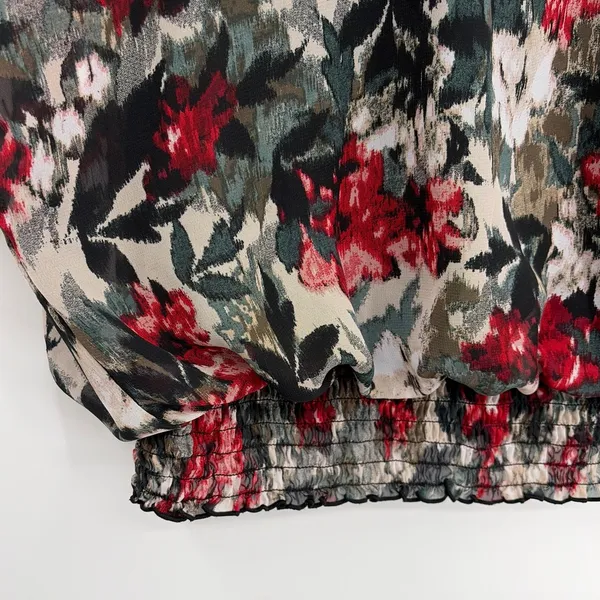 Alyx Floral Chiffon Top Sz 3XL Whimsigoth Smocked Dolman Sleeve Dark Romantic - Image 4