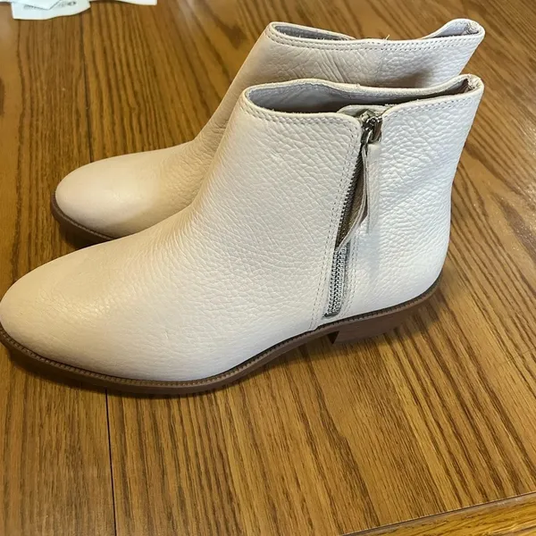 J. Crew Frankie Tumbled Leather Ankle Booties Beige Women’s Size 8 - Image 4