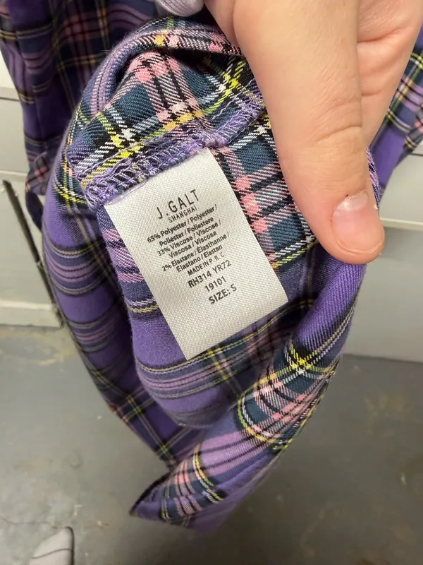 Brandy Melville Dress Mini Plaid Purple - Image 5