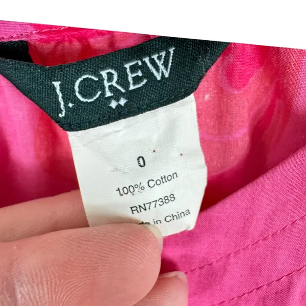 J. Crew 100% Cotton Preppy‎ Pink Floral Cap Sleeve Mini Dress Pockets Size 0 - Image 5