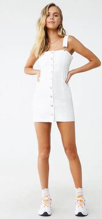 Forever 21 White Denim Mini Button Dress - Image 2