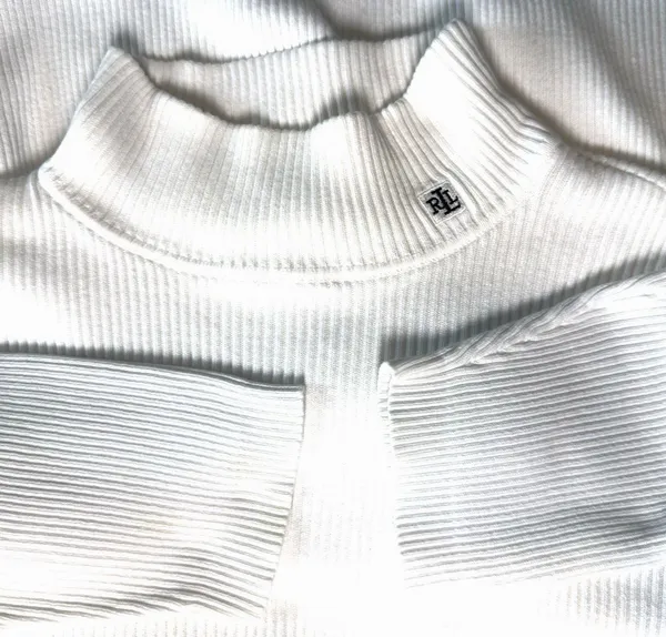 Lauren Ralph Lauren Women’s XL White Ribbed Turtleneck Sweater Logo Stretch - Image 5
