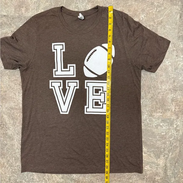 Love Football Brown Graphic T-Shirt Size Large - Image 7