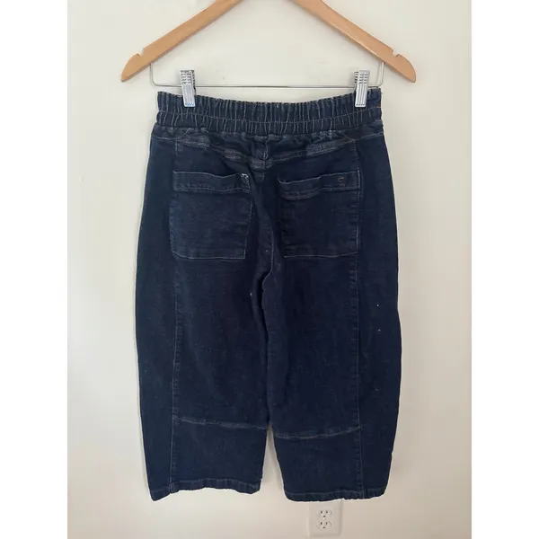 Pilcro Anthropologie Dark Wash Denim Barrel Cropped Wide Leg Pants‎ XSP Blue - Image 3