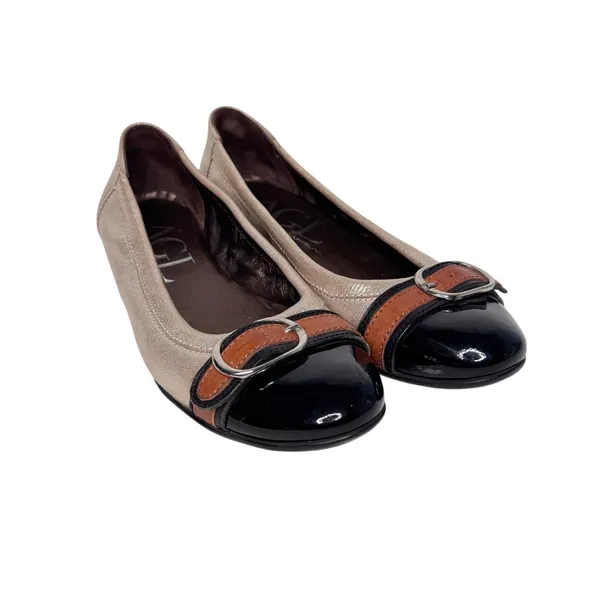 Agl Atillio Giusti Leombruni Gold Black Cap Toe Flat Sz 36/6 - Image 2
