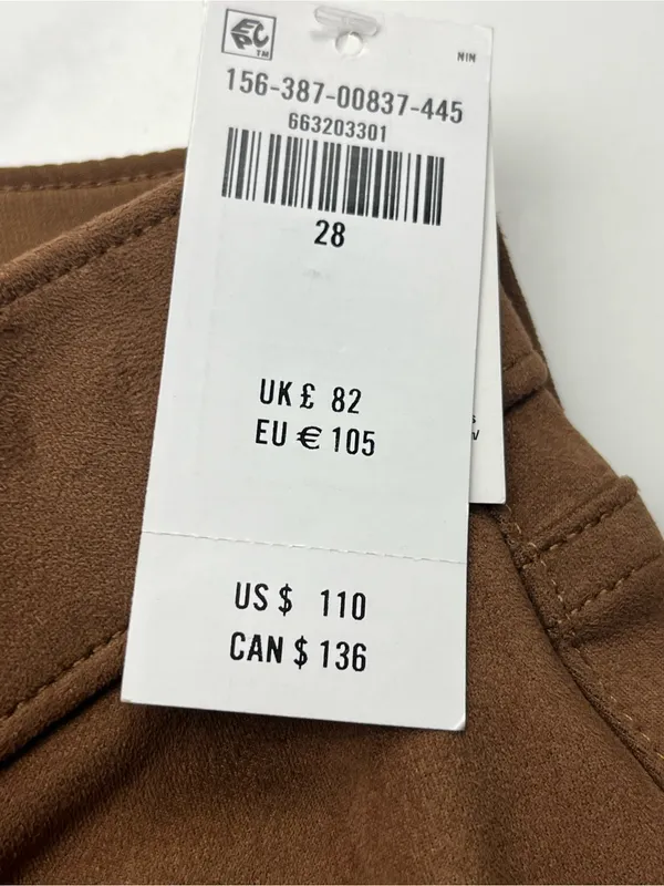 Abercrombie & Fitch High Rise 90s Relaxed Pant Brown Faux Suede Women 28 / 6 NEW - Image 4