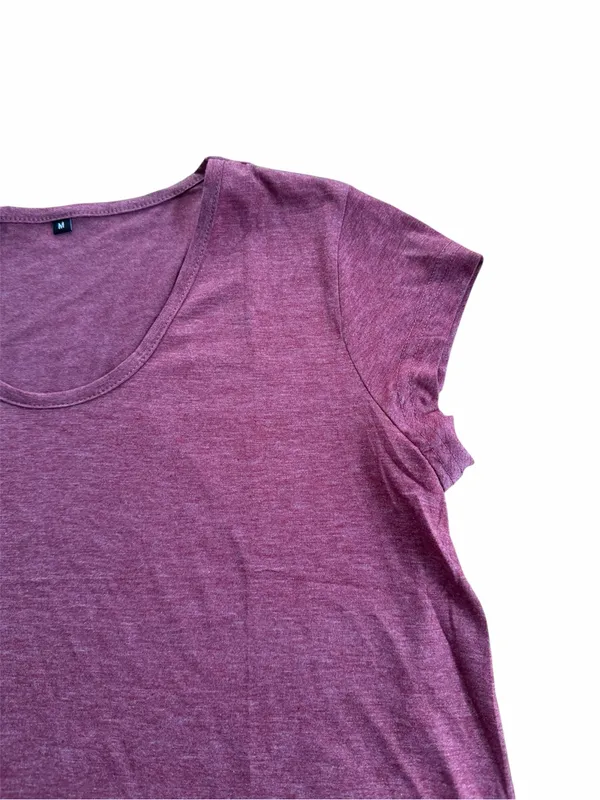 Women's Mauve Heather Scoop Neck Short Sleeve T-Shirt Poly Rayon Blend Size M - Image 3