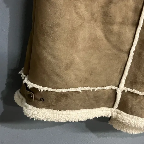 Joie Brown &Cream Shearling suede Vest Gorpcore oversized medium #737 - Image 7