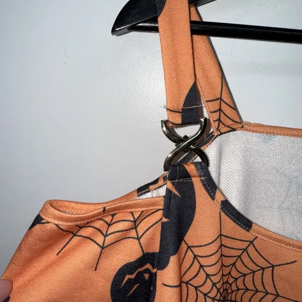 Rose Gal Halloween Dress Womens Plus 3X Orange Black Jack O'lanterns Spider Webs - Image 2