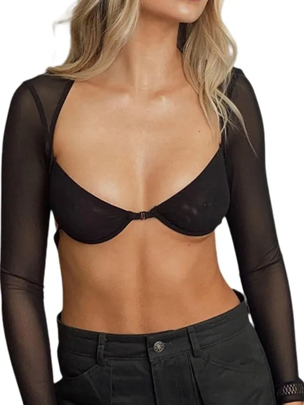 White long sleeve sheer top - Image 2