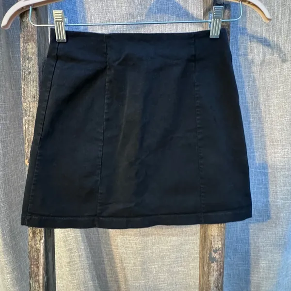 Brandy Melville black mini skirt with front zip - Image 3