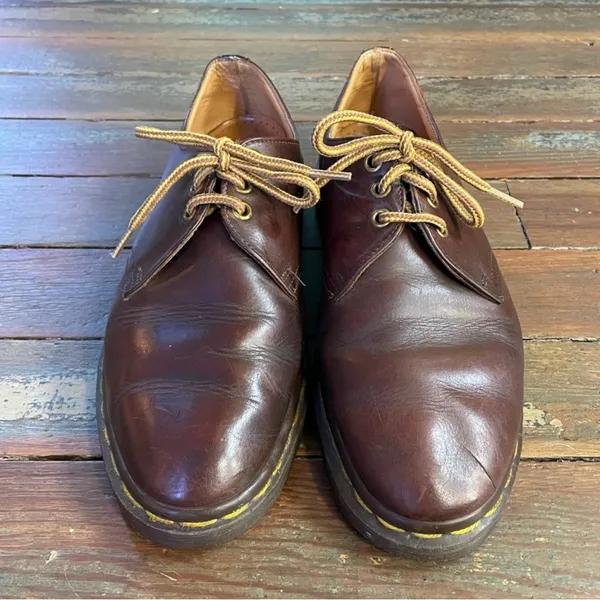 Rare 80’s DR. MARTENS Made in England 3-eye Brown Oxfords AW 1484 - M 9, W 10 - Image 14