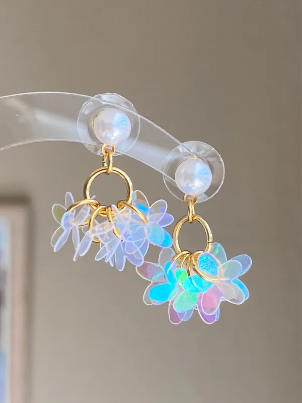 Handmade fairy cute unique style dangle earrings🩵 - Image 2