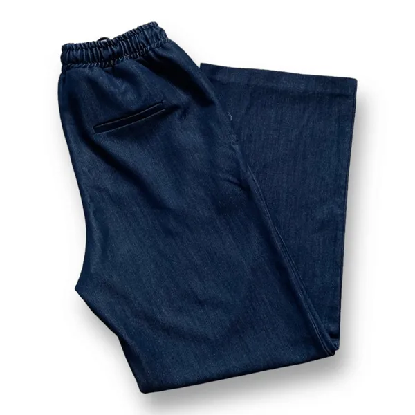 Glassworks London Dark Wash Denim Wide Leg High Rise Pants Drawstring‎ Waist - Image 7