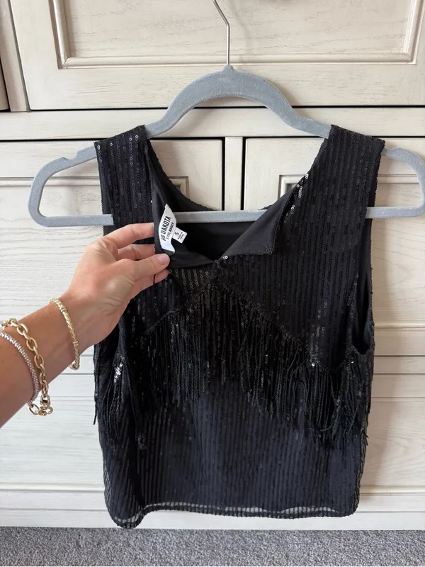 BB Dakota Black Sequin Fringe Tank - Image 2