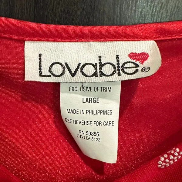 Y2K Red Heart Print Satin Camisole Crop Top Size Large Slip Tank - Image 6