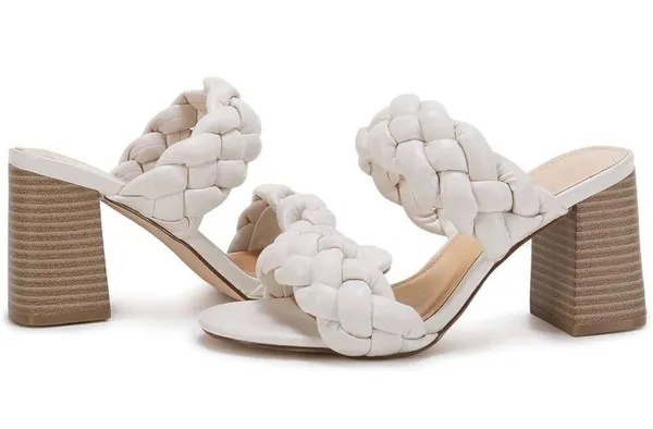 NEW Braided Heeled Sandals Open Toe Backless Chunky Heels Shoes 7 - Image 4