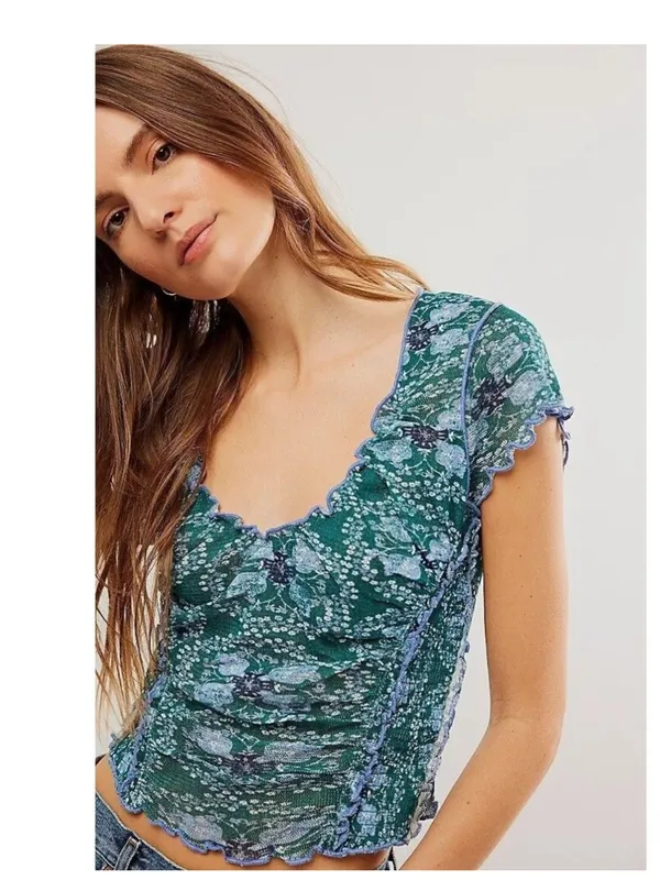 Free People Oh My Baby Crop Mesh Tee – Size Medium - Image 5