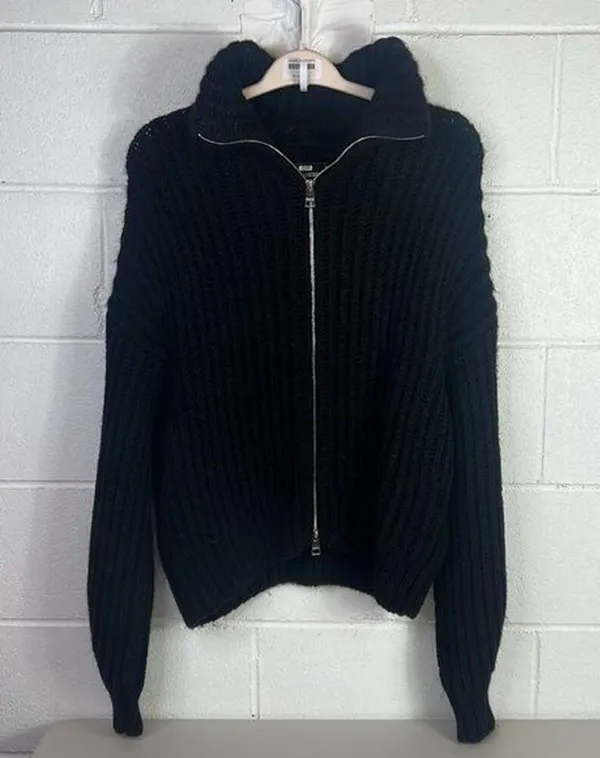 RTR Zadig & Voltaire Cheri Zip Turtleneck Sweater Zippered Knit Black sz M thick - Image 4