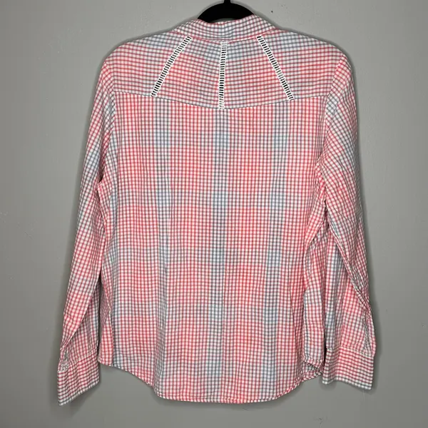Ariat Women Size XL Pink Gray Checked Long Sleeve Button Up Canyon Western Shirt - Image 5