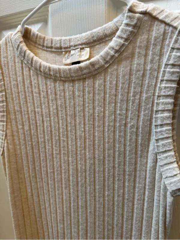 Universal Threads Sleeveless Ribbed Maxi Dress in Cream in XS - Image 2