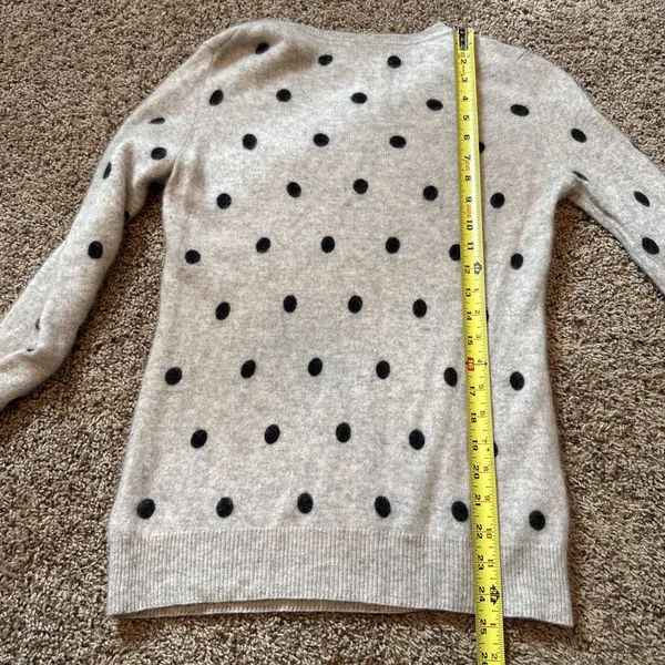 Cynthia Rowley Sweater Womens Medium Gray 100%‎ Cashmere Polka Dot Crew Neck - Image 6