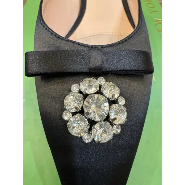 Kate Spade Darlene Black Satin Kitten Heel Mule Pointed‎ Toe Size 6.5 - Image 5