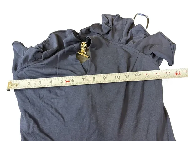 Lauren Ralph Lauren Navy Halter Cocktail Dress Gold Chain Neck Keyhole 8 - Image 13
