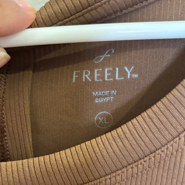 Freely Ribbed Performance Long Sleeve Top Brown XL Athleisure - Image 2