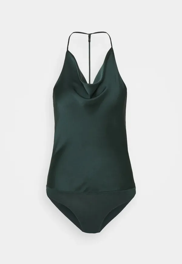 Satin Cowl Neck T Strap Bodysuit - Image 5