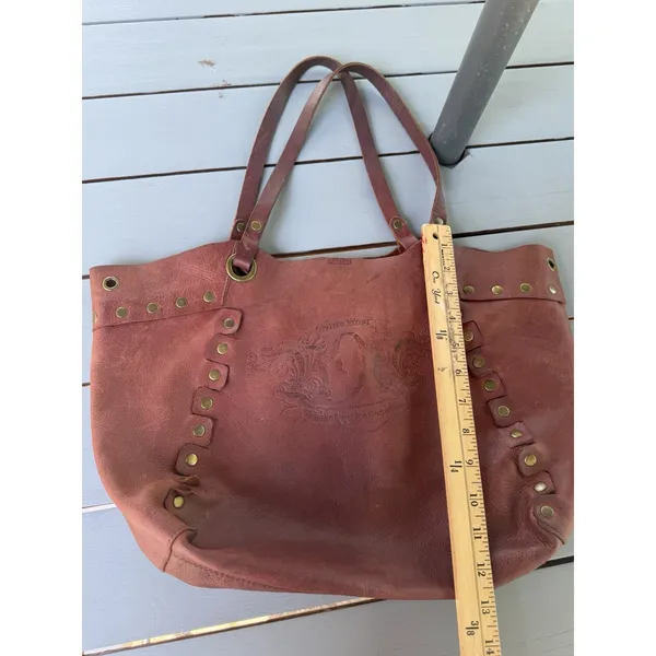 Nine West Vintage America Brown Leather Tote Studded Boho Shoulder Bag Handbag - Image 15