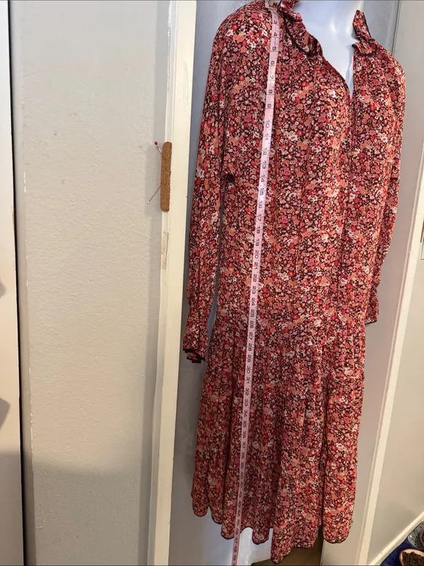 Women's Floral Tiered Drop Waist Dress Sz: L - Image 3