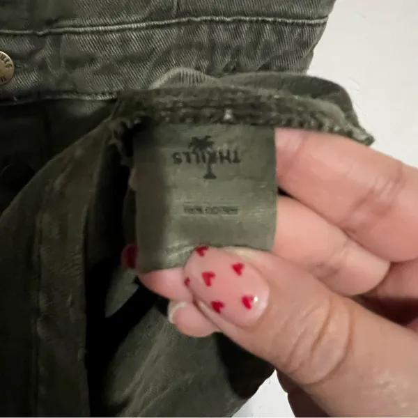 Thrills Catherine Olive Green Denim Button‎ Down Overall Dress - Image 10