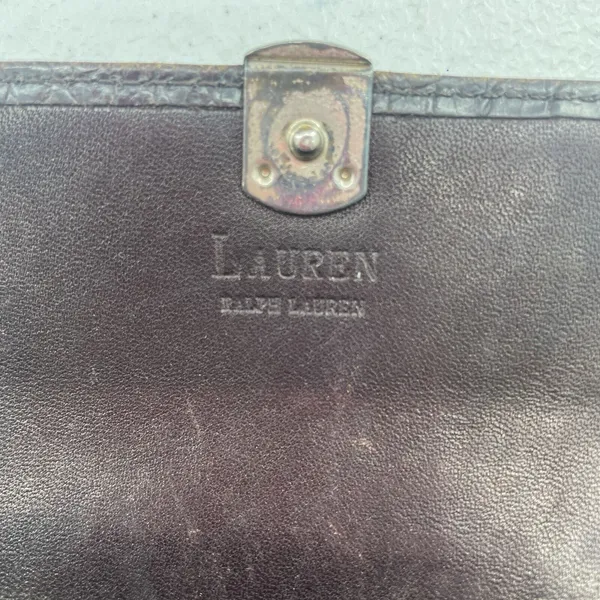 Vtg Lauren Ralph Lauren Wallet Croc Embossed Brown‎ Leather Checkbook Pocketbook - Image 7