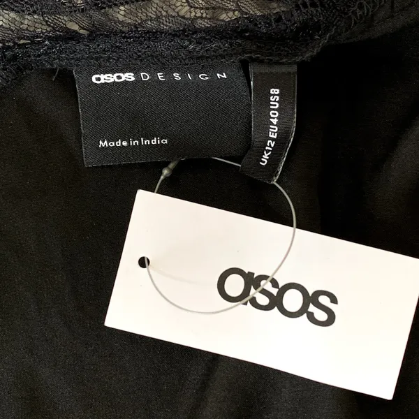 NWT ASOS One Shoulder Lace Evening‎ Midi Dress in Black - Image 11
