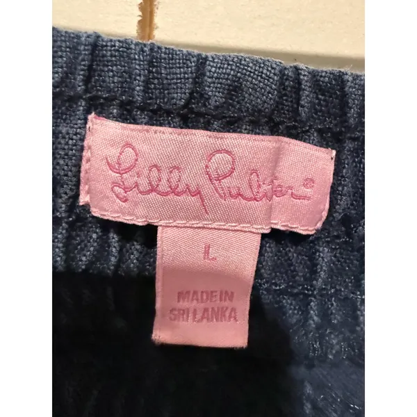 Lilly Pulitzer Women 100% Linen Short Sz L Blue Pull On Tassle Resort Coastal - Image 3