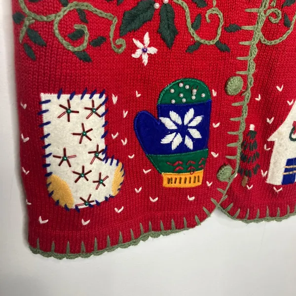 Designers original studio Christmas‎ vest women's size small winter holiday red - Image 5