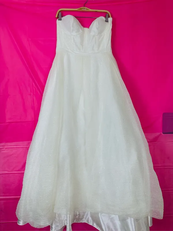 Gianni Bini Sparkling White Strapless Sweetheart A-Line Dress - Image 2