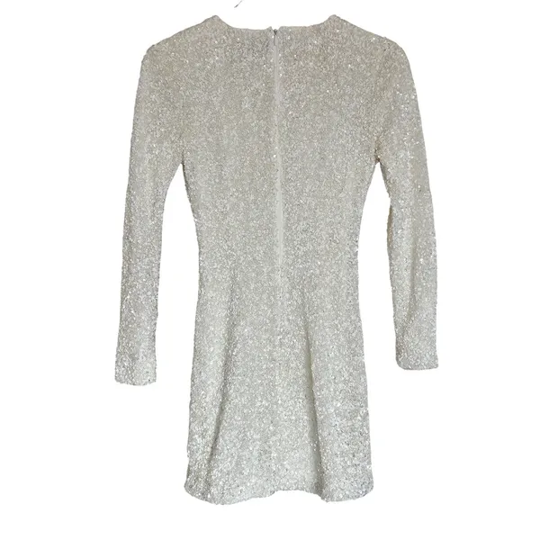 Retrofête Nikki Sequin Dress in White‎ Size XS Bridal Long Sleeve Mini - Image 11