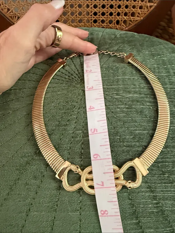Aldo Gold Tone Love Knot Cleopatra Medusa Snake Head Dynasty Glam Necklace - Image 5