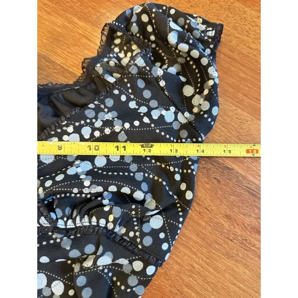 VTG Windsor Dress Mesh Polka Dot Midi Sz.Small Black Asymmetrical Hem Whimsigoth - Image 5