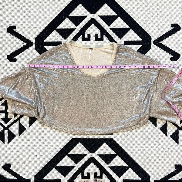 Free People Champagne Dreams Mini Sequin Dolman Sleeve Top XS - Image 11