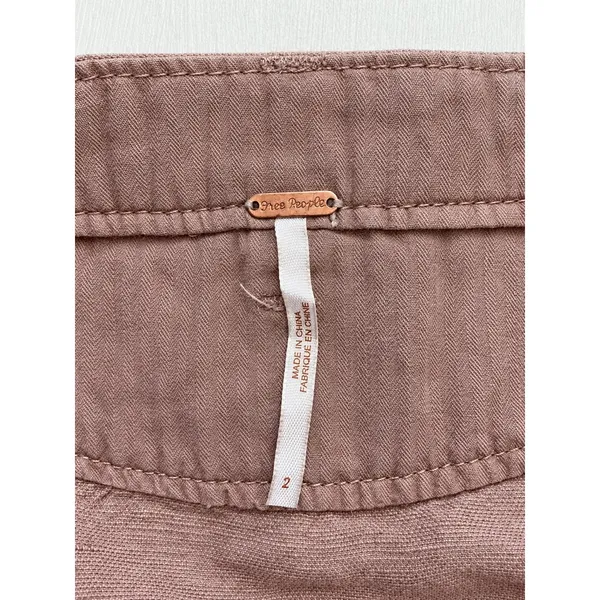 Free People High Rise Cargo Utility Pants Mauve Brown Lyocell Linen Size 2 - Image 5