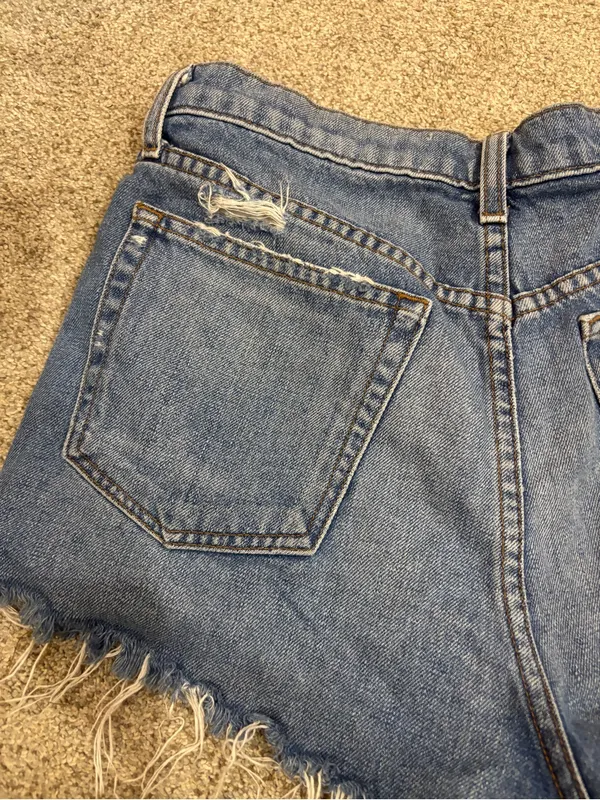 Reformation Size 28 Dixie Jorts High Rise Button Fly Bryce Wash Distressed - Image 3
