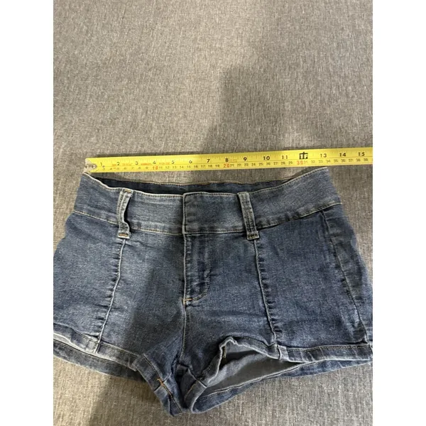 H&M Divided Women's Stretch Blue Jean Y2K Style Low Rise Micro Mini Shorts Sz 6 - Image 5