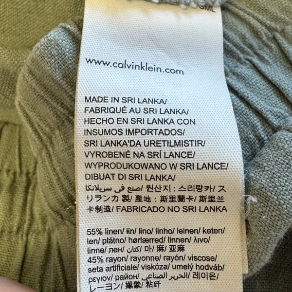 Calvin Klein Jeans Sage Green Linen Blend Joggers Womens Size 2 Utility Pants - Image 6