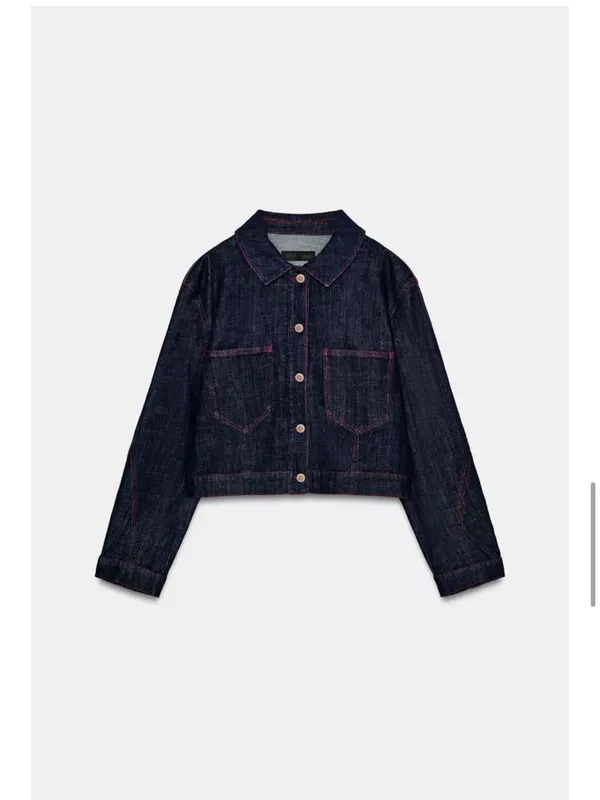 Zara shoulder pad denim jacket. XS - Image 12